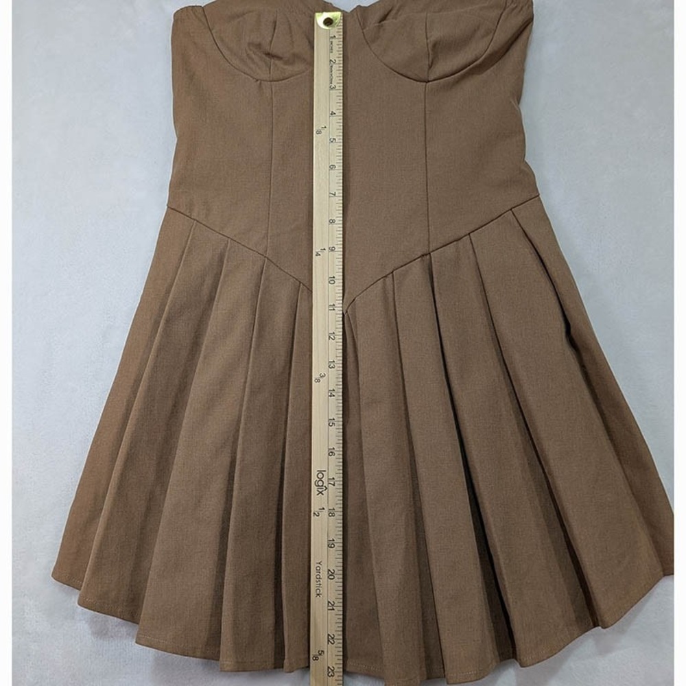 Milkmaid Mini Dress Womens S Tan 90's Coquette‎ Balletcore Schoolgirl Bustier - Picture 5 of 8